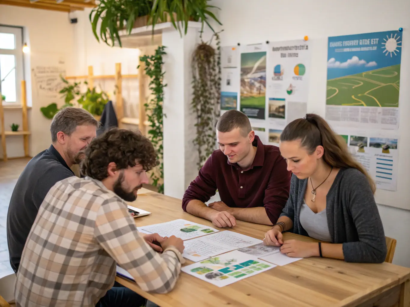 A diverse group of people participating in an educational workshop about marine conservation, with interactive displays and presentations. The atmosphere is engaging and informative, promoting awareness and understanding.